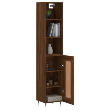 Stylish Highboard in Brown Oak - 34.5x34x180 cm