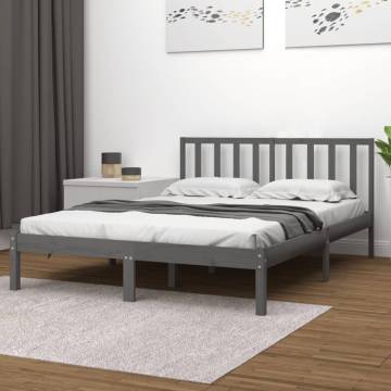 Grey Pine Bed Frame 140x190 cm - Solid Wood Design