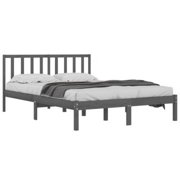 Grey Pine Bed Frame 140x190 cm - Solid Wood Design