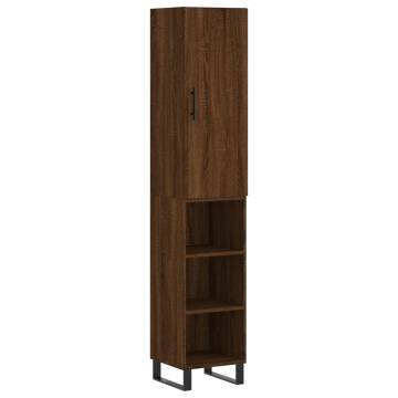 Stylish Highboard Brown Oak - 34.5x34x180 cm | Hipo Market