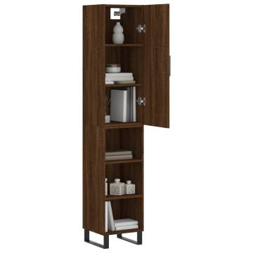 Stylish Highboard Brown Oak - 34.5x34x180 cm | Hipo Market