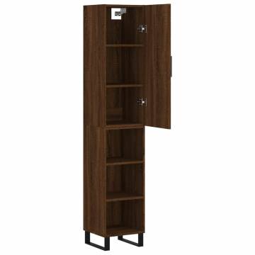 Stylish Highboard Brown Oak - 34.5x34x180 cm | Hipo Market