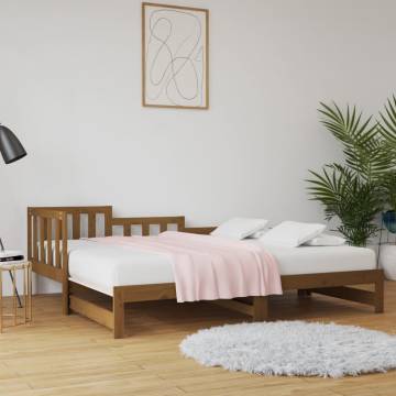 Pull-out Day Bed Honey Brown - Solid Pine Wood | HipoMarket