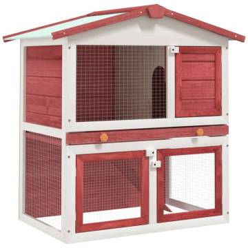 Outdoor Rabbit Hutch - 3 Doors Quality Red Wood