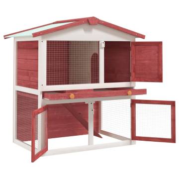 Outdoor Rabbit Hutch - 3 Doors Quality Red Wood