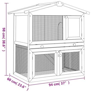 Outdoor Rabbit Hutch - 3 Doors Quality Red Wood