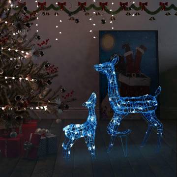 Acrylic Reindeer Family Christmas Decoration - 160 LED Blue