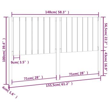 Stylish Solid Wood Pine Bed Headboard - 155.5x4x100 cm