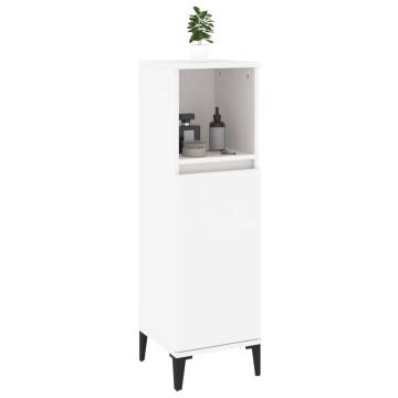 White Bathroom Cabinet 30x30x100 cm - Engineered Wood