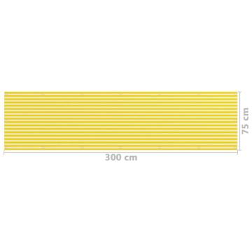 Yellow and White Balcony Screen 75x300 cm - Privacy & Shade