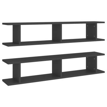 Stylish Grey Wall Shelf - 2 pcs - 105x18x20 cm