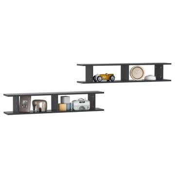 Stylish Grey Wall Shelf - 2 pcs - 105x18x20 cm