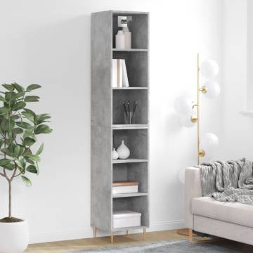 Stylish Highboard in Concrete Grey - 34.5x32.5x180 cm