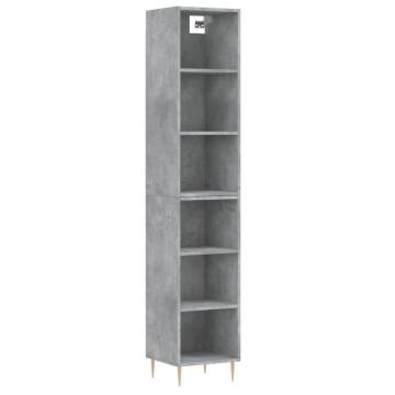 Stylish Highboard in Concrete Grey - 34.5x32.5x180 cm