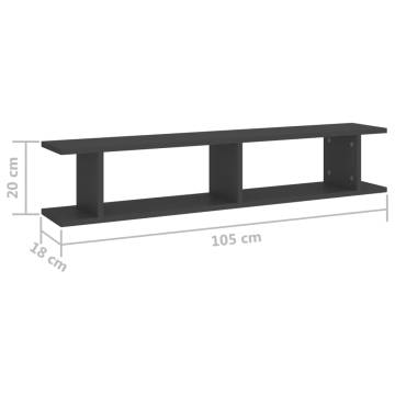 Stylish Grey Wall Shelf - 2 pcs - 105x18x20 cm