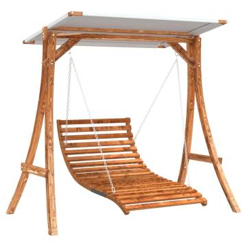 Swing Bed with Canopy - Solid Wood Spruce & Teak Finish