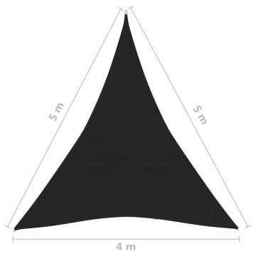 HDPE Sunshade Sail 4x5x5m - Black Triangular Shelter - Hipomarket