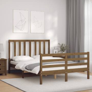 Stylish Honey Brown Small Double Bed Frame with Headboard