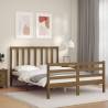 Stylish Honey Brown Small Double Bed Frame with Headboard