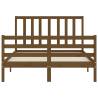 Stylish Honey Brown Small Double Bed Frame with Headboard