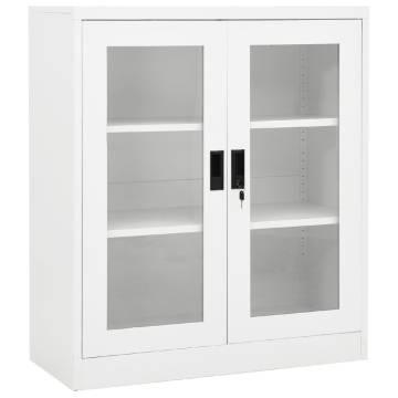 Office Cabinet White 90x40x105 cm Steel | HipoMarket UK