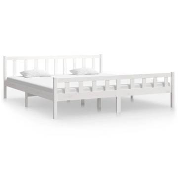 White Solid Wood Bed Frame 160x200 cm - Timeless Design