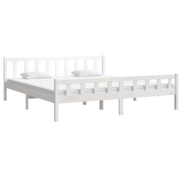 White Solid Wood Bed Frame 160x200 cm - Timeless Design