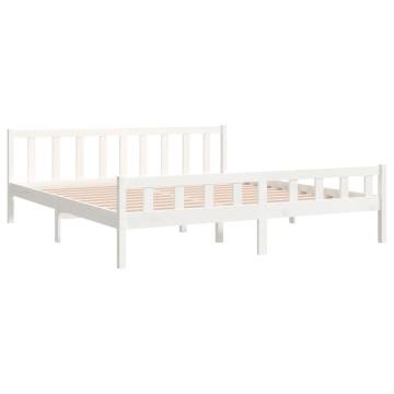 White Solid Wood Bed Frame 160x200 cm - Timeless Design