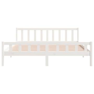 White Solid Wood Bed Frame 160x200 cm - Timeless Design