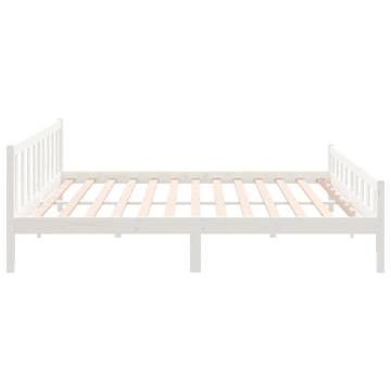 White Solid Wood Bed Frame 160x200 cm - Timeless Design