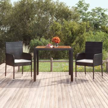 Garden Table with Wooden Top - Black 90x90 cm | HipoMarket