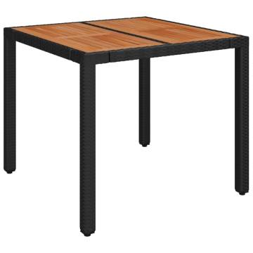 Garden Table with Wooden Top - Black 90x90 cm | HipoMarket