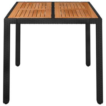 Garden Table with Wooden Top - Black 90x90 cm | HipoMarket