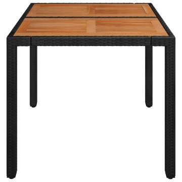 Garden Table with Wooden Top - Black 90x90 cm | HipoMarket