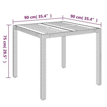 Garden Table with Wooden Top - Black 90x90 cm | HipoMarket