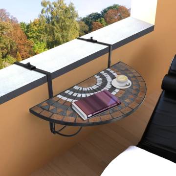 Hanging Balcony Table - Terracotta & White Mosaic | Hipomarket