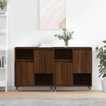 Elegant Brown Oak Sideboards - 2 pcs | HipoMarket