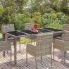 Garden Table with Glass Top Grey 190x90x75 cm Poly Rattan Colour grey Size 190 x 90 x 75 cm Quantity in Package 1 Material glass top 