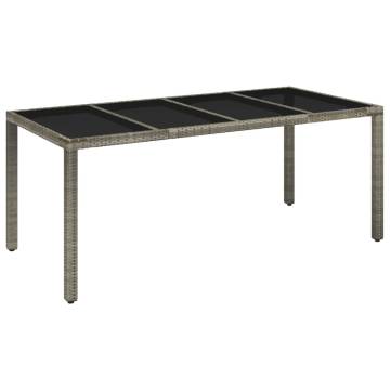 Stylish Grey Garden Table with Glass Top - 190x90 cm