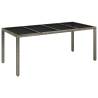 Stylish Grey Garden Table with Glass Top - 190x90 cm