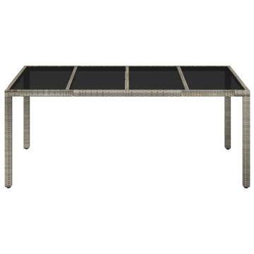 Stylish Grey Garden Table with Glass Top - 190x90 cm