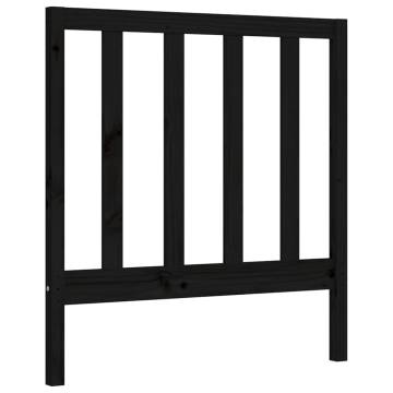 Black Bed Frame with Headboard - 100x200 cm Solid Wood