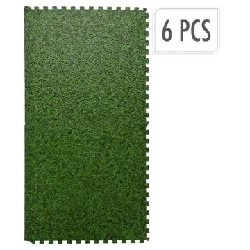 XQ Max Grass Print Floor Mat Tiles Set - 6 pcs Green