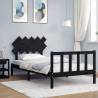 Bed Frame with Headboard Black 100x200 cm Solid Wood Colour black Size 100 x 200 cm 