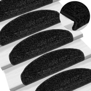 Carpet Stair Treads 15 pcs Black - Non-Slip & Stylish