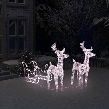 Reindeers & Sleigh Christmas Decoration - 160 LEDs, 130 cm