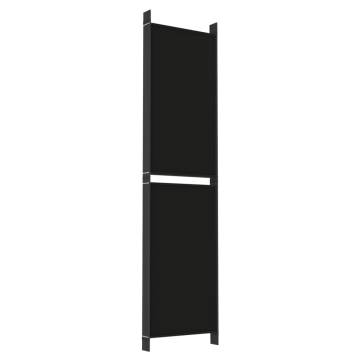 6-Panel Black Room Divider - 300x200 cm Stylish Fabric Screen