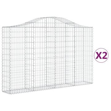 Arched Gabion Baskets - 2 pcs Galvanised Iron 200x30x120/140 cm