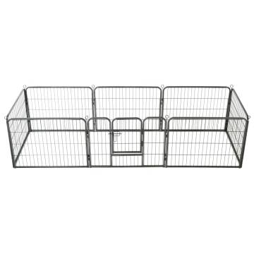 Dog Playpen 8 Panels Steel 80x60 cm Black | HipoMarket