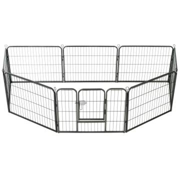 Dog Playpen 8 Panels Steel 80x60 cm Black | HipoMarket